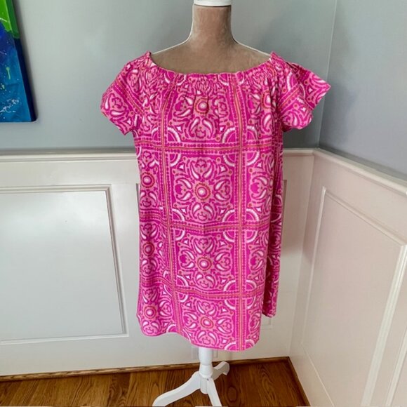 Vineyard Vines 100% Cotton Indian Block Print Pink Resortwear Dress XL - Picture 2 of 6